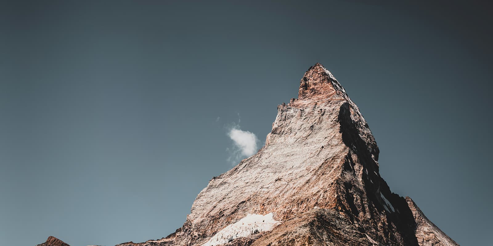 Panoramic view of the Matterhorn on a sunny day.