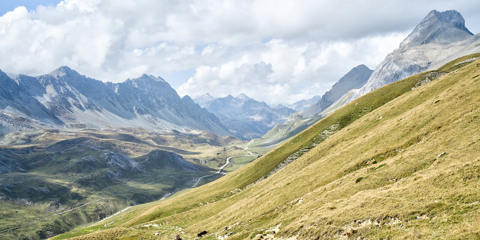 mountain valley on the bernina trek in switzerland