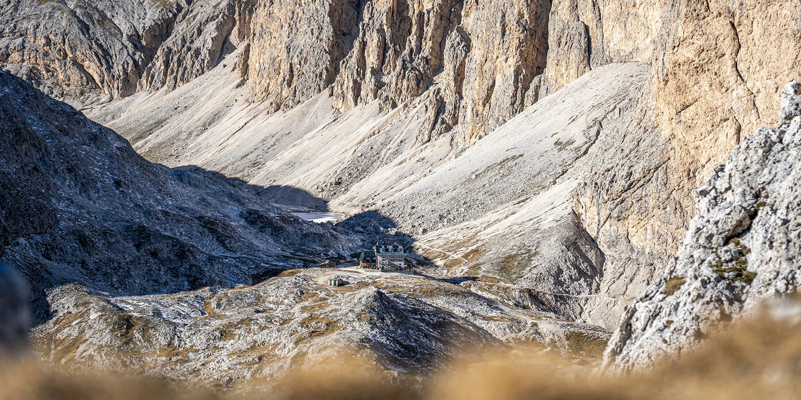 mountain hut in val di passa, dolomites