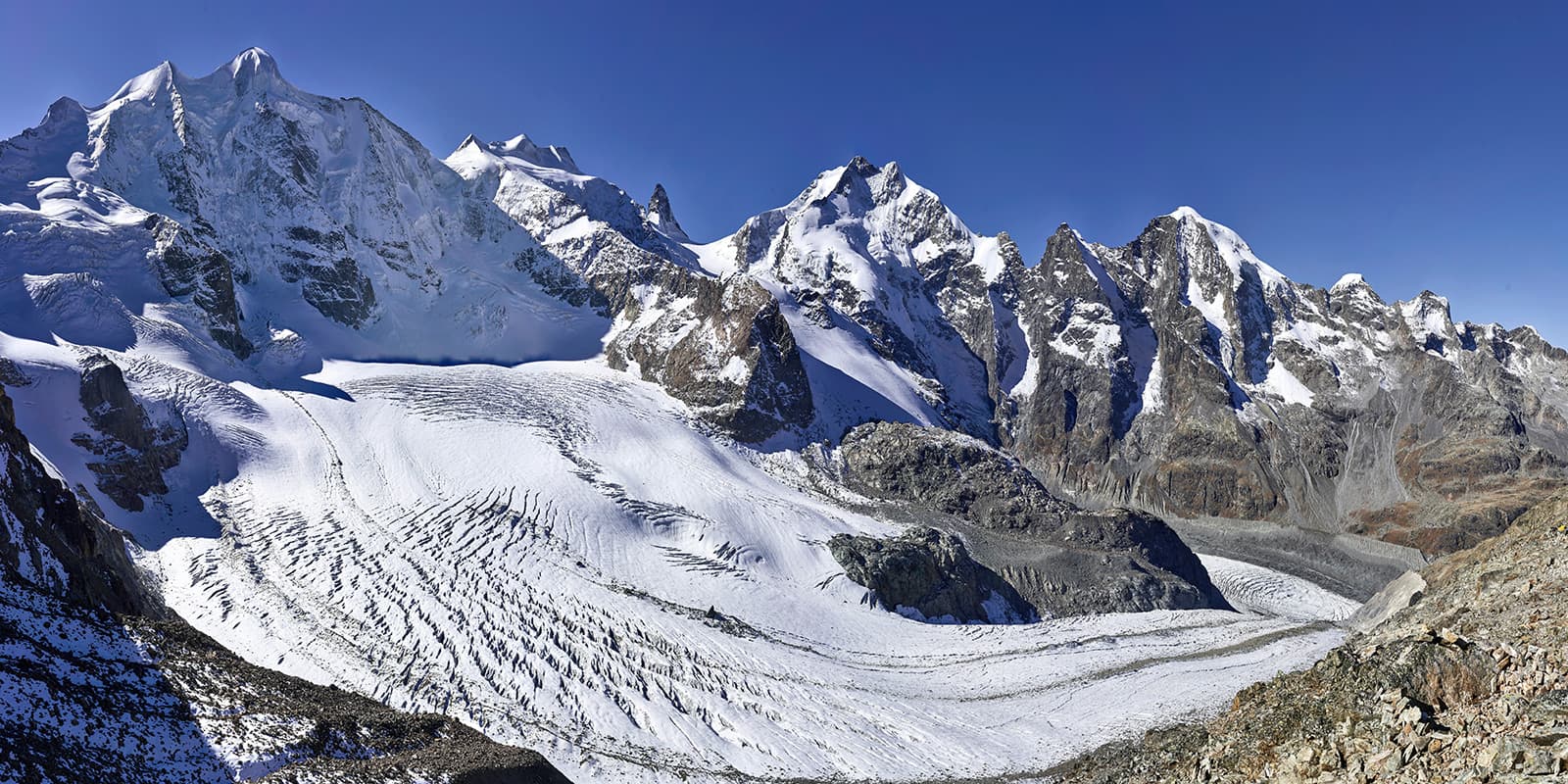 Piz Bernina and Persgletscher. Switzerland