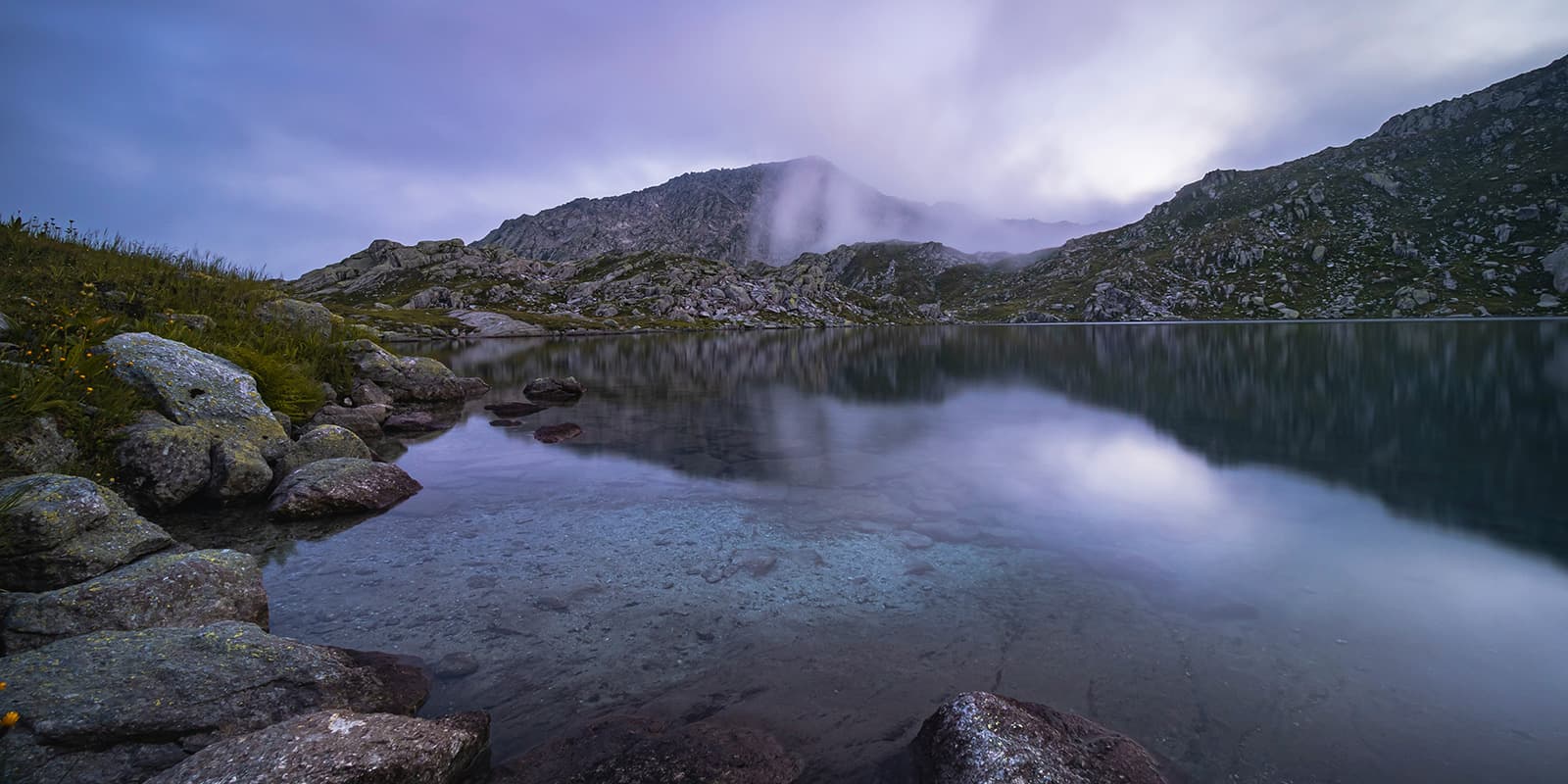 Mountain lake near the Gotthard Pass.