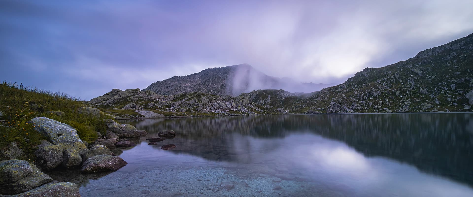 Mountain lake near the Gotthard Pass.