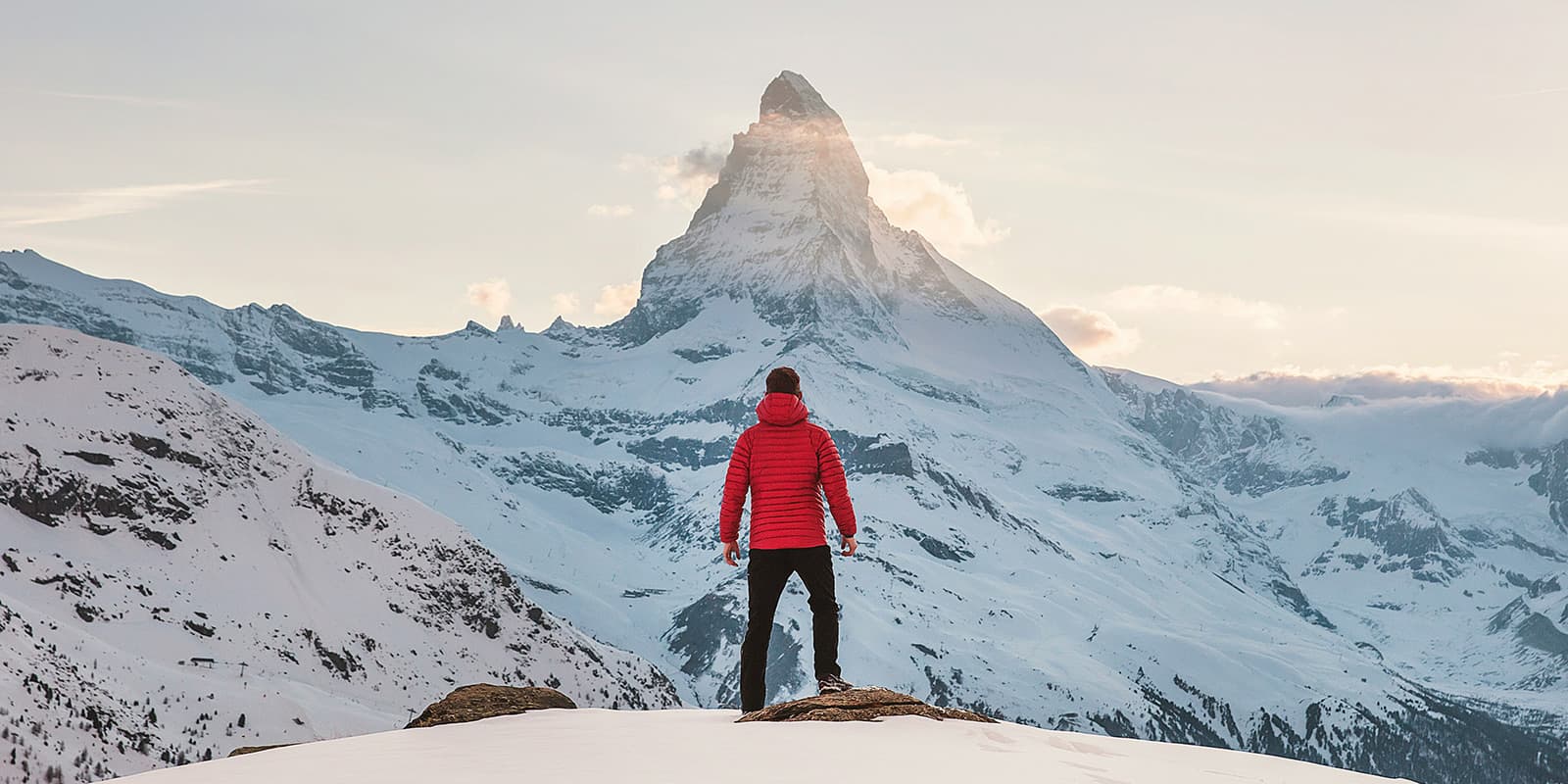 man looking at the Matterhorn near Zermatt