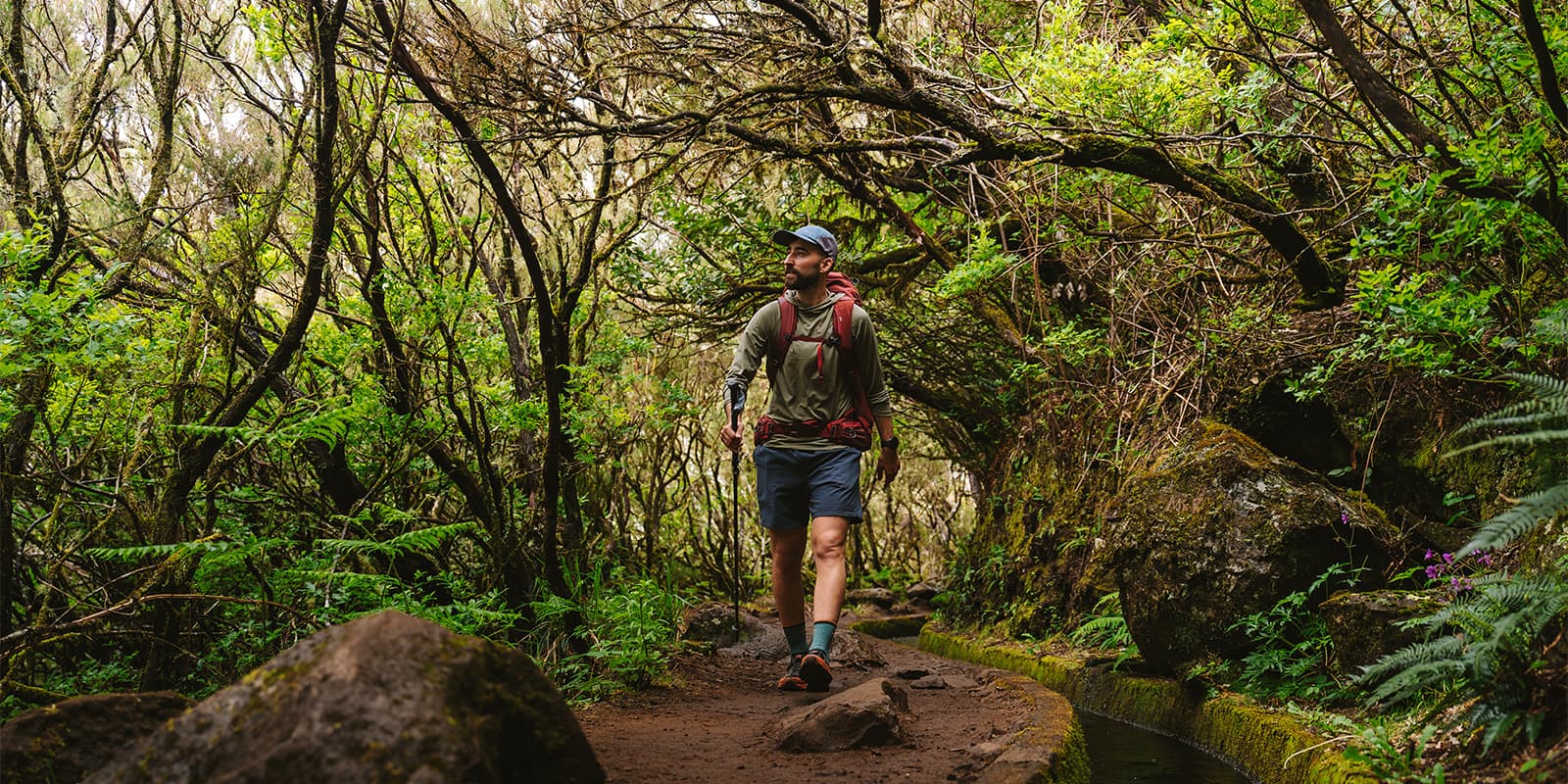 person hiking near levada wearing a Gregory Paragon 60L