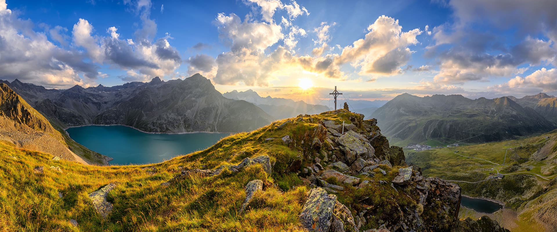 Kühtai region seen from the top of the Neunerkogel in Tyrol Austria