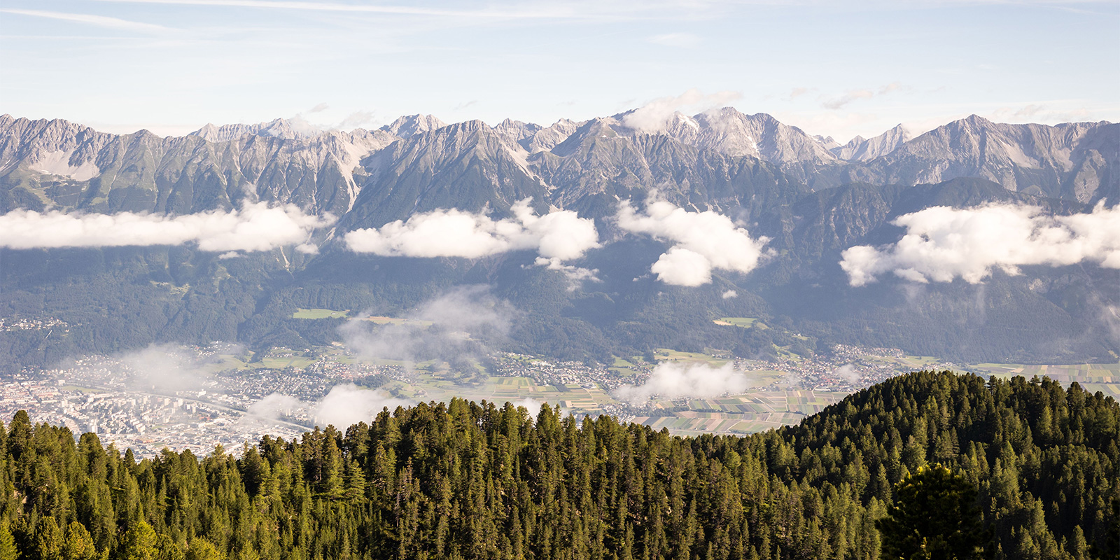 panoramic view of rugged peaks and mountain valley in the Austrian Alps