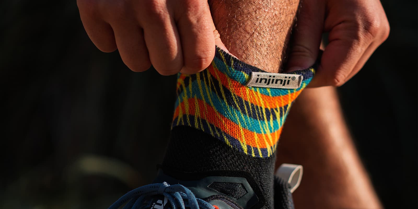 close up of the Injinji Mini crew hiking sock