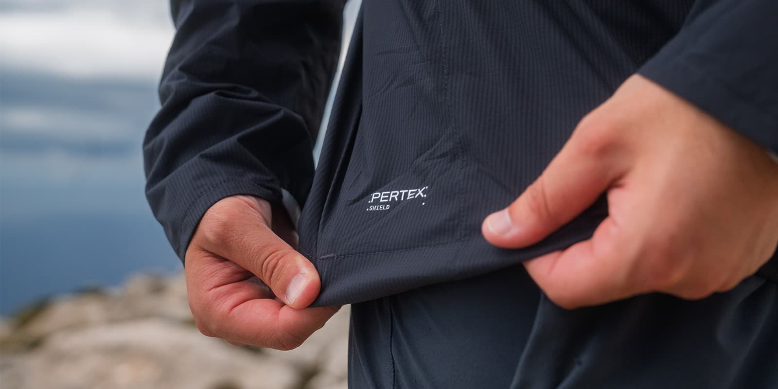 Pertex shield logo on downpour jacket