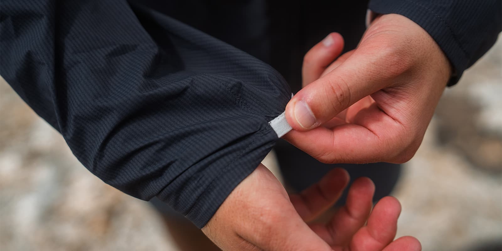 detail shot of downpour jacket