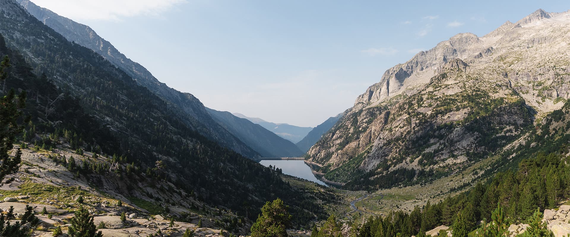 view of Aigüestortes National Park in the Catalan Pyrenees on the Via Calda hiking route