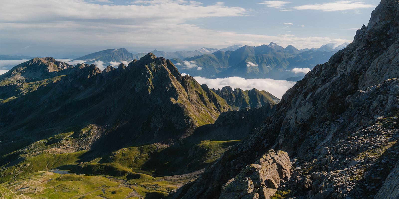 panoramic view of the Sarntaler Alps in morning light