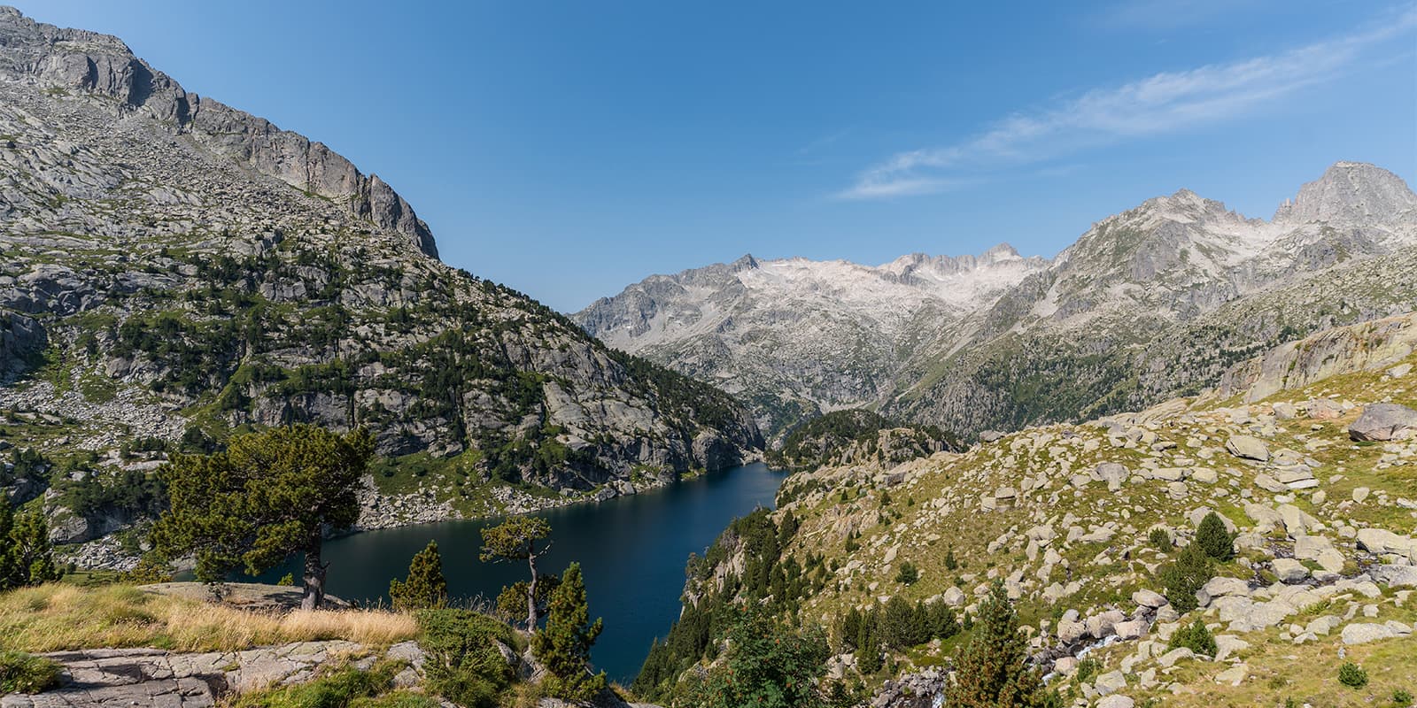 view of mountain lake in Aigüestortes National Park