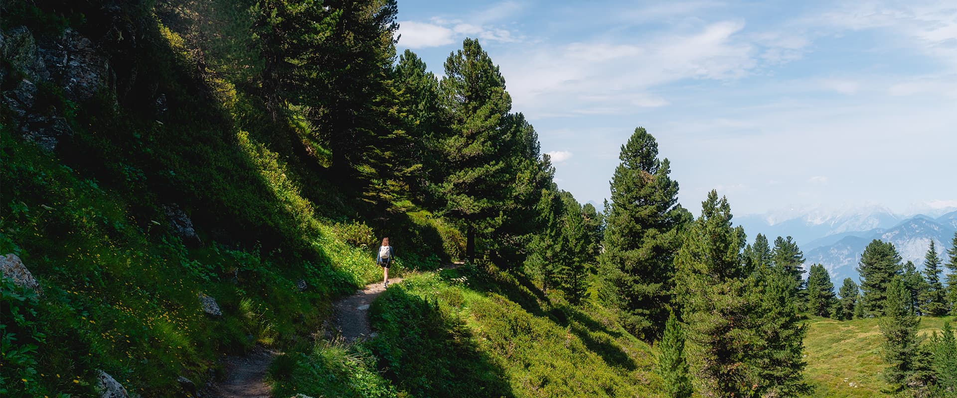 person hiking on the Zirbenweg near Innsbruck