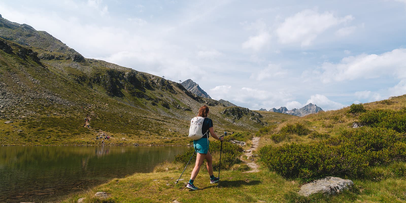 person hiking on the Sellrain Valley hut tour in Tyrol, Austria
