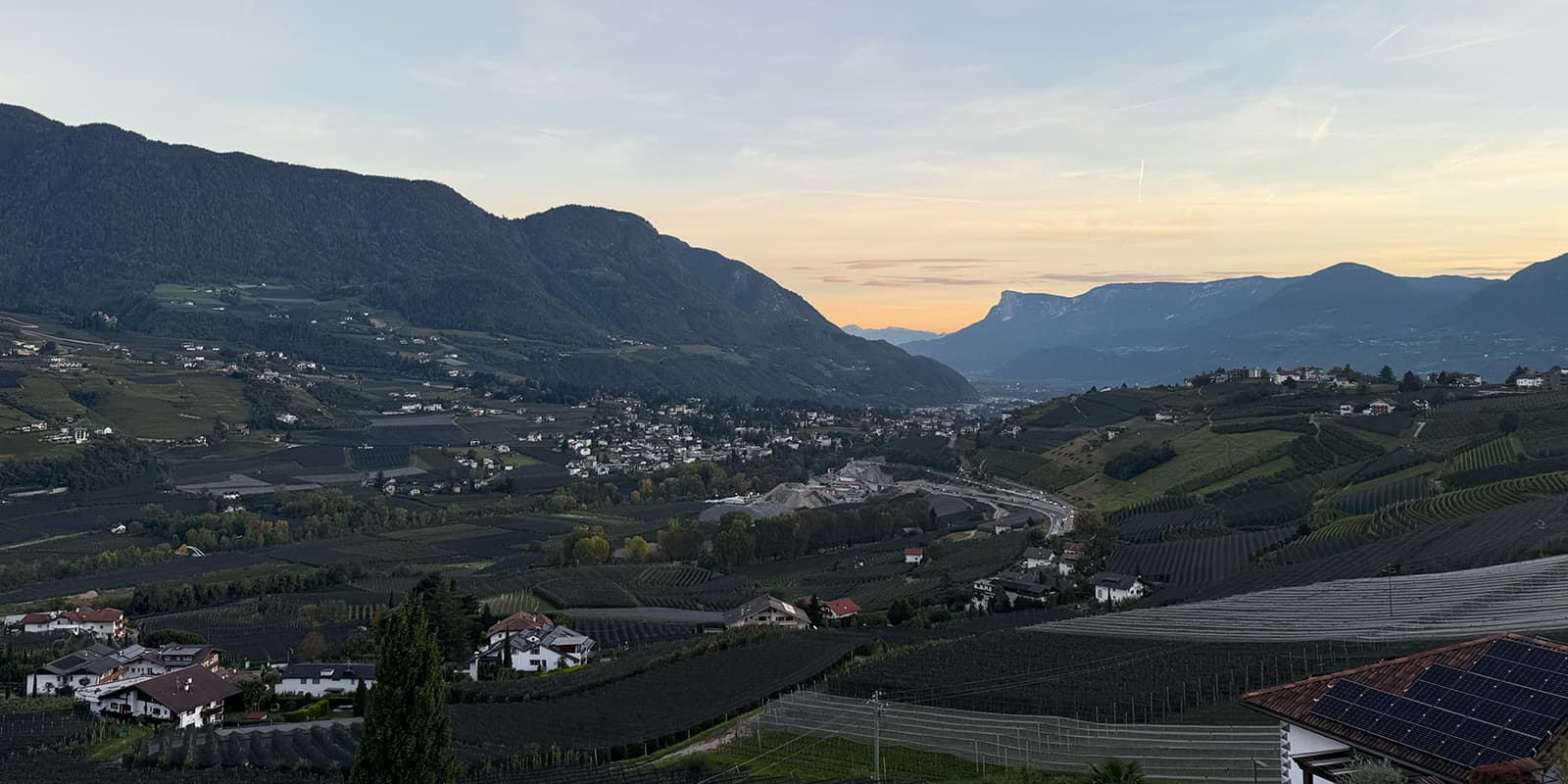 sunset in South Tyrol in mountain valley