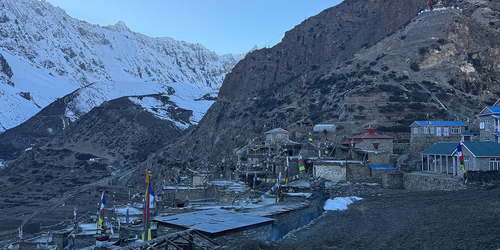 old stone houses deep in the mountains of Nepal