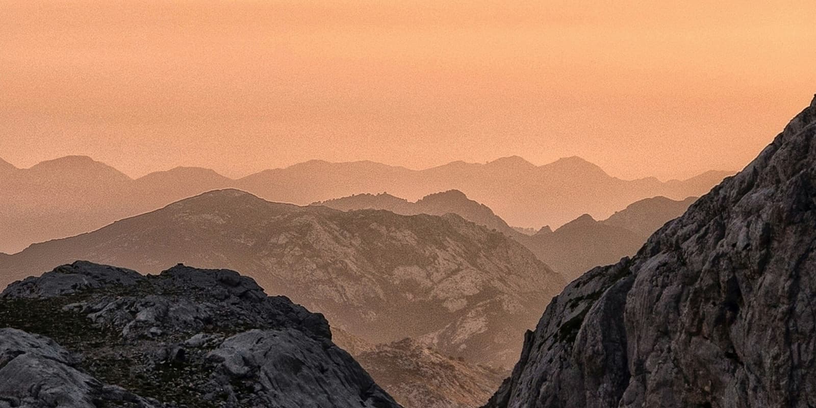 mountain silhouette in Picos de Europa in golden light