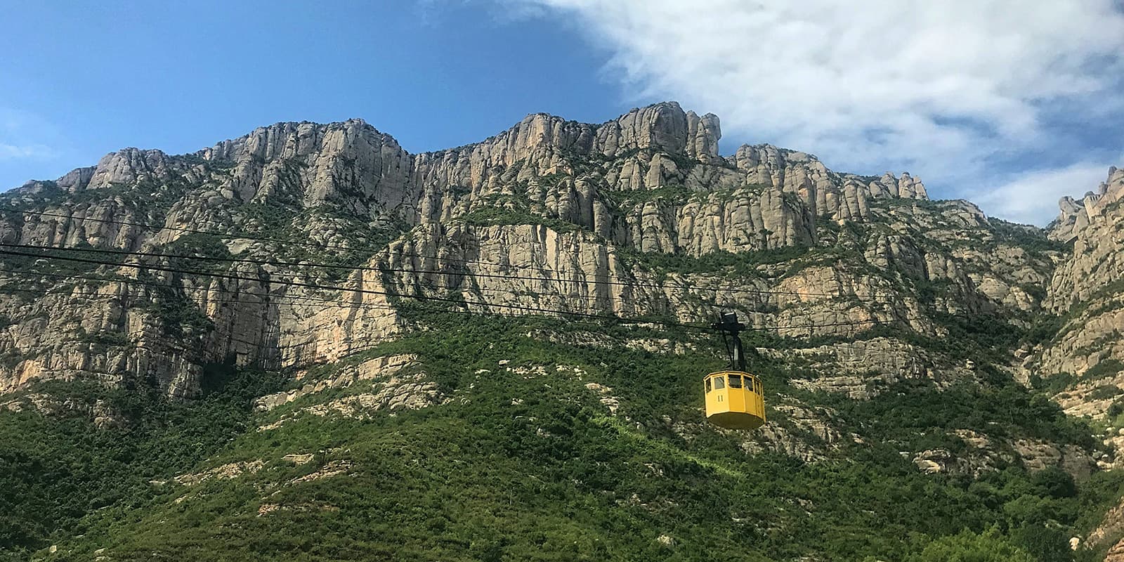 cable car going up mountain