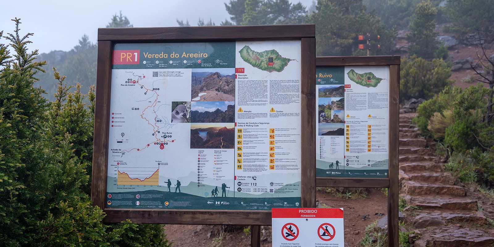 PR1 hiking trail information board