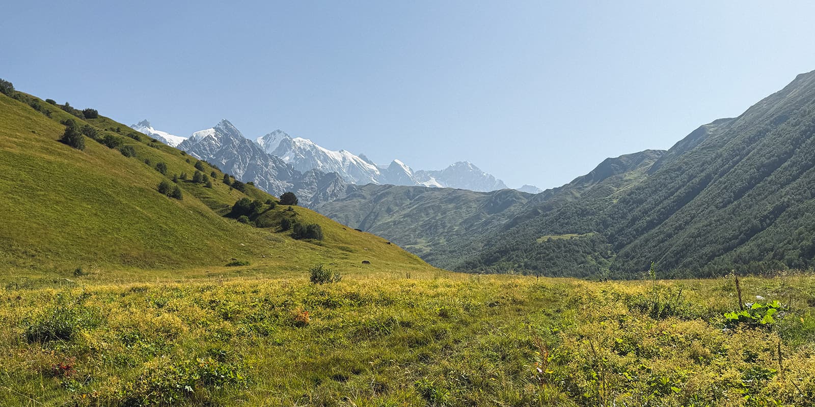 panoramic view of the mountains in Georgia on the Svaneti Trekking hiking trail