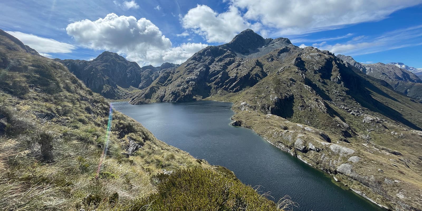 big mountain lake in New Zealand on the Routeburn track
