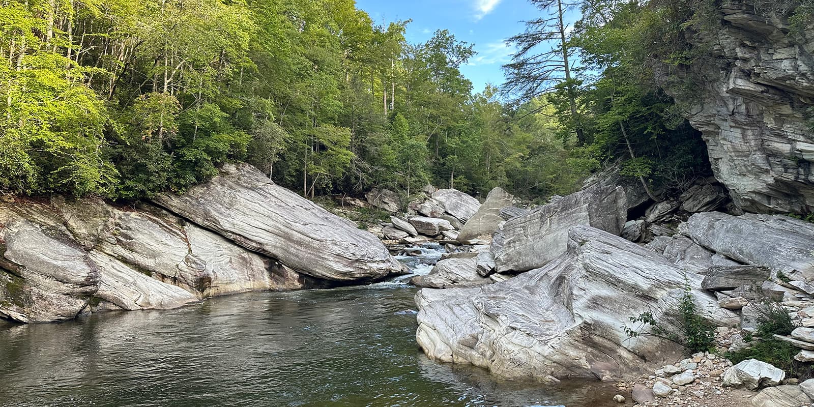 river flowing through Linville Gorge Wilderness Area